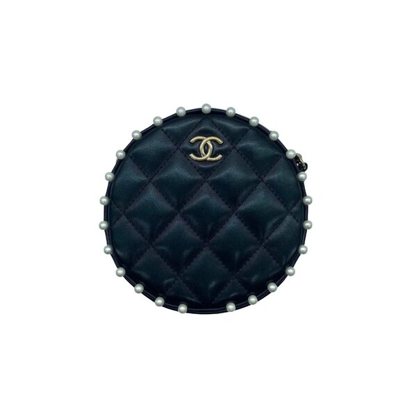 Chanel Lambskin Pearl Round Bag Black - Picture 1 of 10